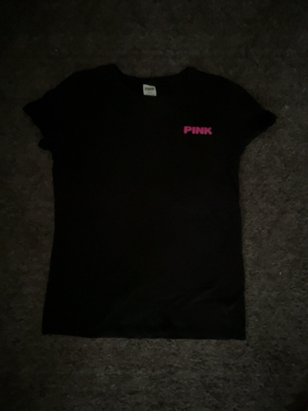 PINK Victoria's Secret Black Tee with Hot Pink Logo